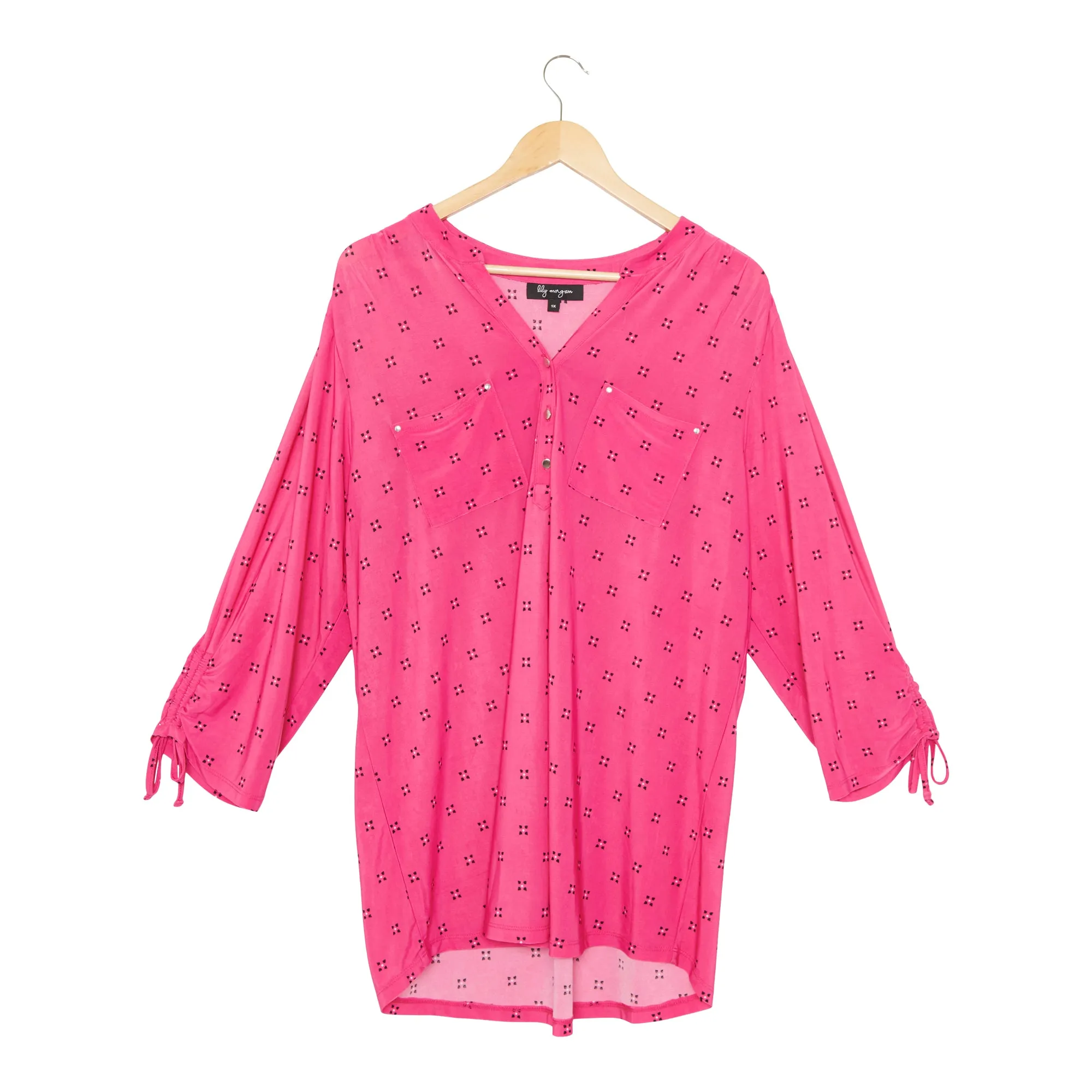 lily morgan Women's Plus Winter Chic Printed Button Split V-Neck Top sold by Giant Tiger product image thumbnail 2