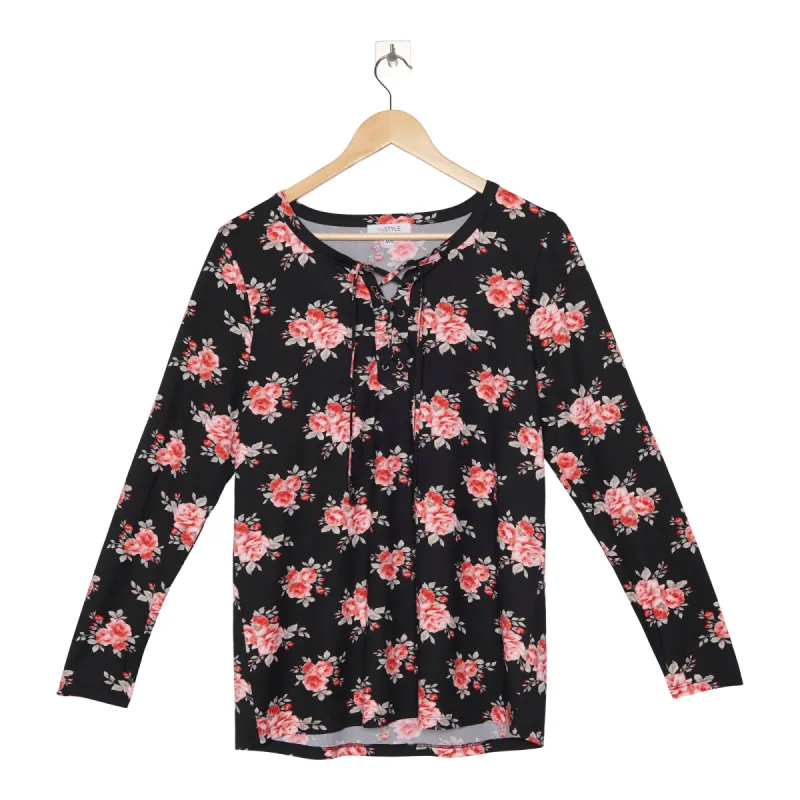 mySTYLE Women's Printed Lace Up Top sold by Giant Tiger