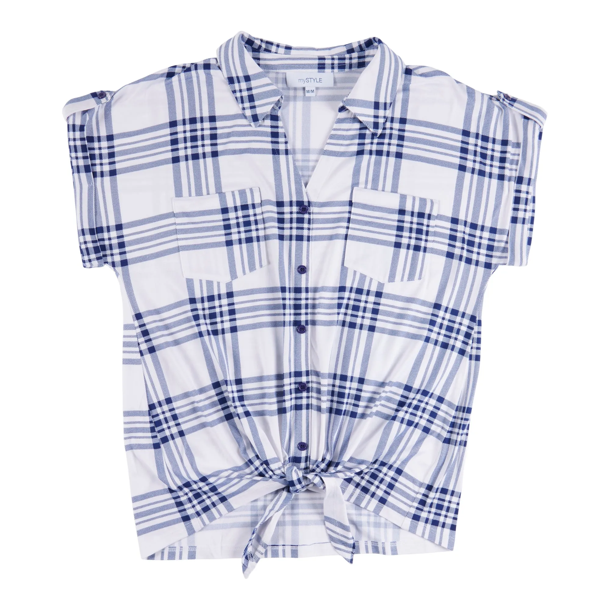 mySTYLE Women's Summer Sizzle Tie Front Plaid Top sold by Giant Tiger product image thumbnail 4