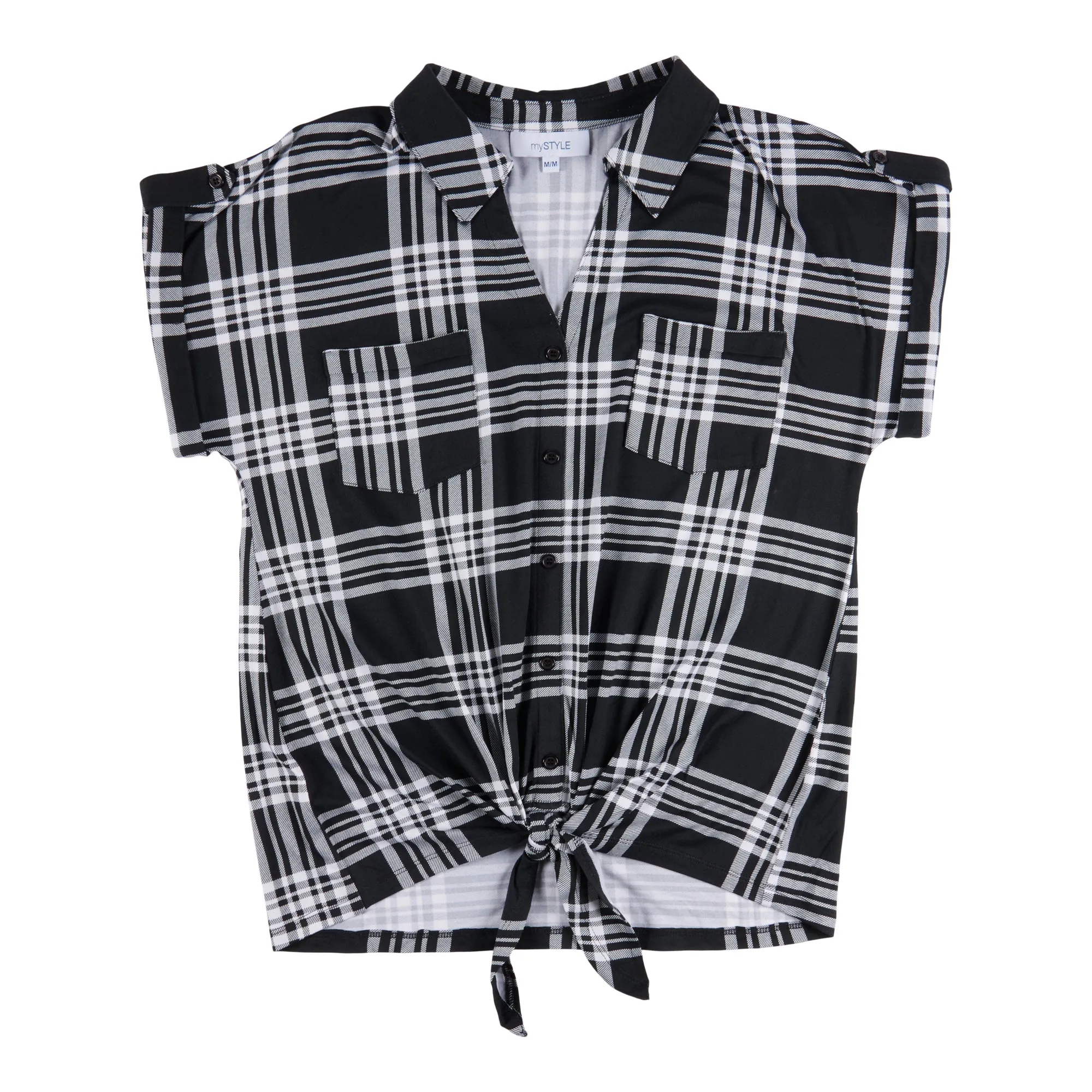 mySTYLE Women's Summer Sizzle Tie Front Plaid Top sold by Giant Tiger
