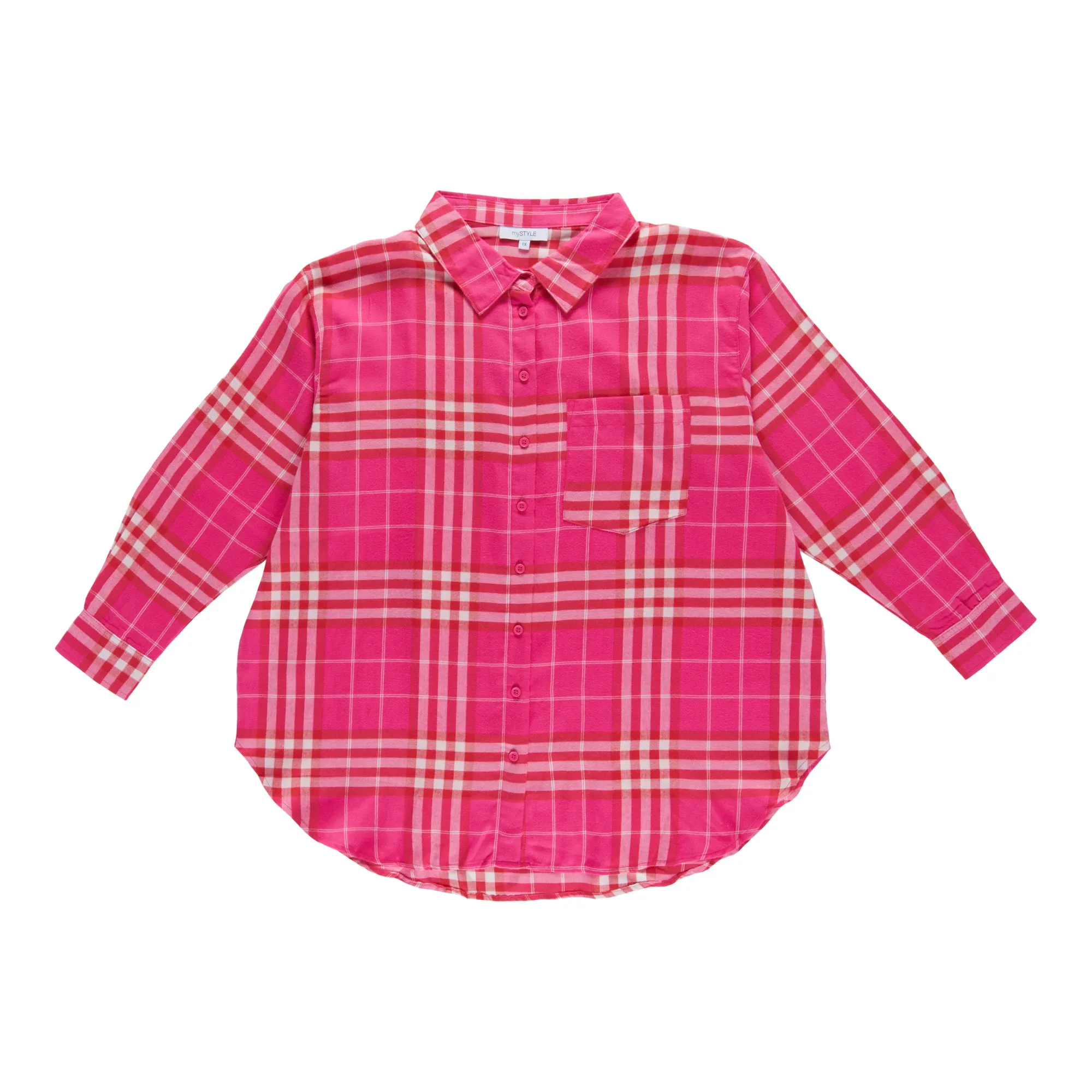 mySTYLE Women's Plus Collard Flannel Shirt sold by Giant Tiger