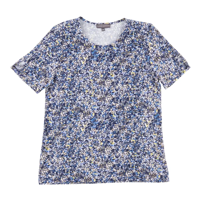 Classic Editions Women's Summer Look Printed Top with Detailing, Dark Blue sold by Giant Tiger