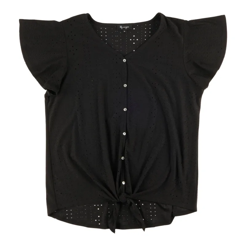 lily morgan Women's Plus Trend Edit Eyelet Front Top sold by Giant Tiger