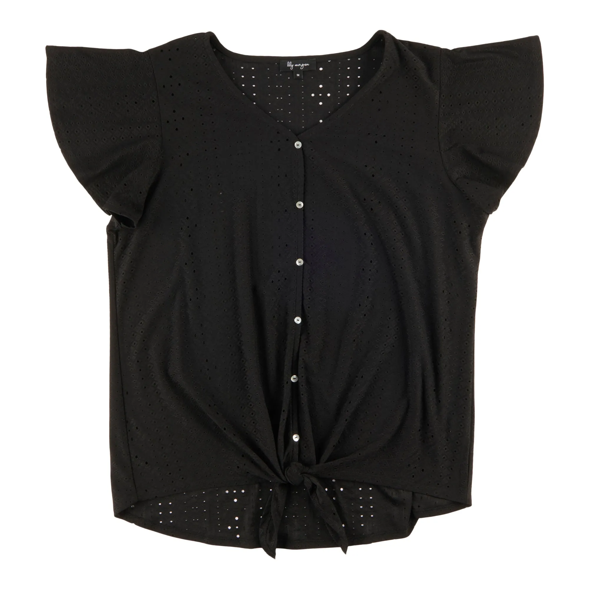 lily morgan Women's Plus Trend Edit Eyelet Front Top sold by Giant Tiger