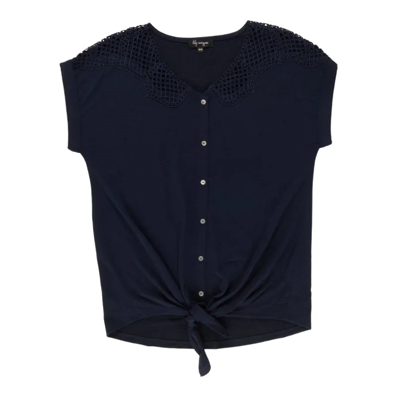 lily morgan Women's V-Neck Tie-Front Top sold by Giant Tiger