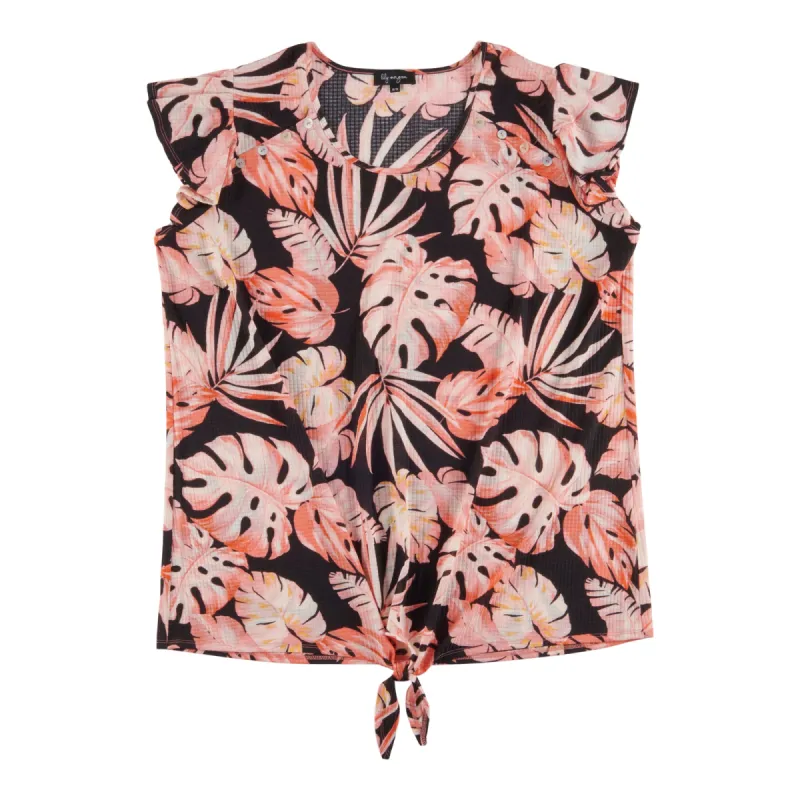 lily morgan Women's Plus Tropical Flounce Sleeve Top sold by Giant Tiger