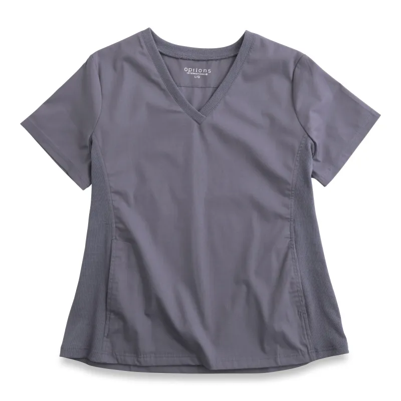 Options Women's Short Sleeve V-Neck Scrub Top with Front Pockets, Pewter sold by Giant Tiger