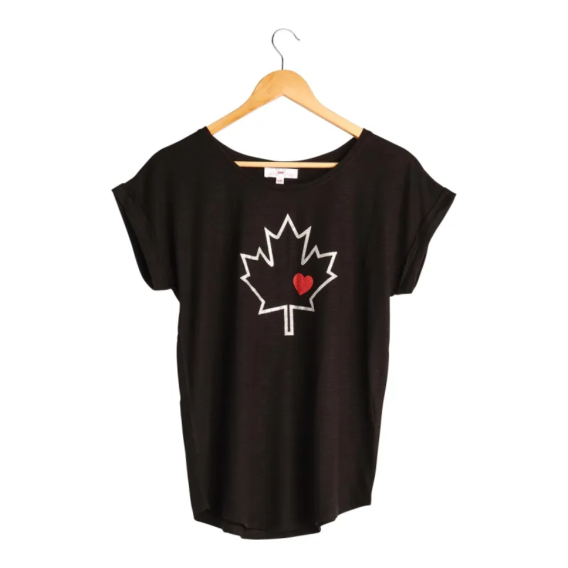Canada Eh! Women's Screen Printed Roll Sleeve T-Shirt sold by Giant Tiger