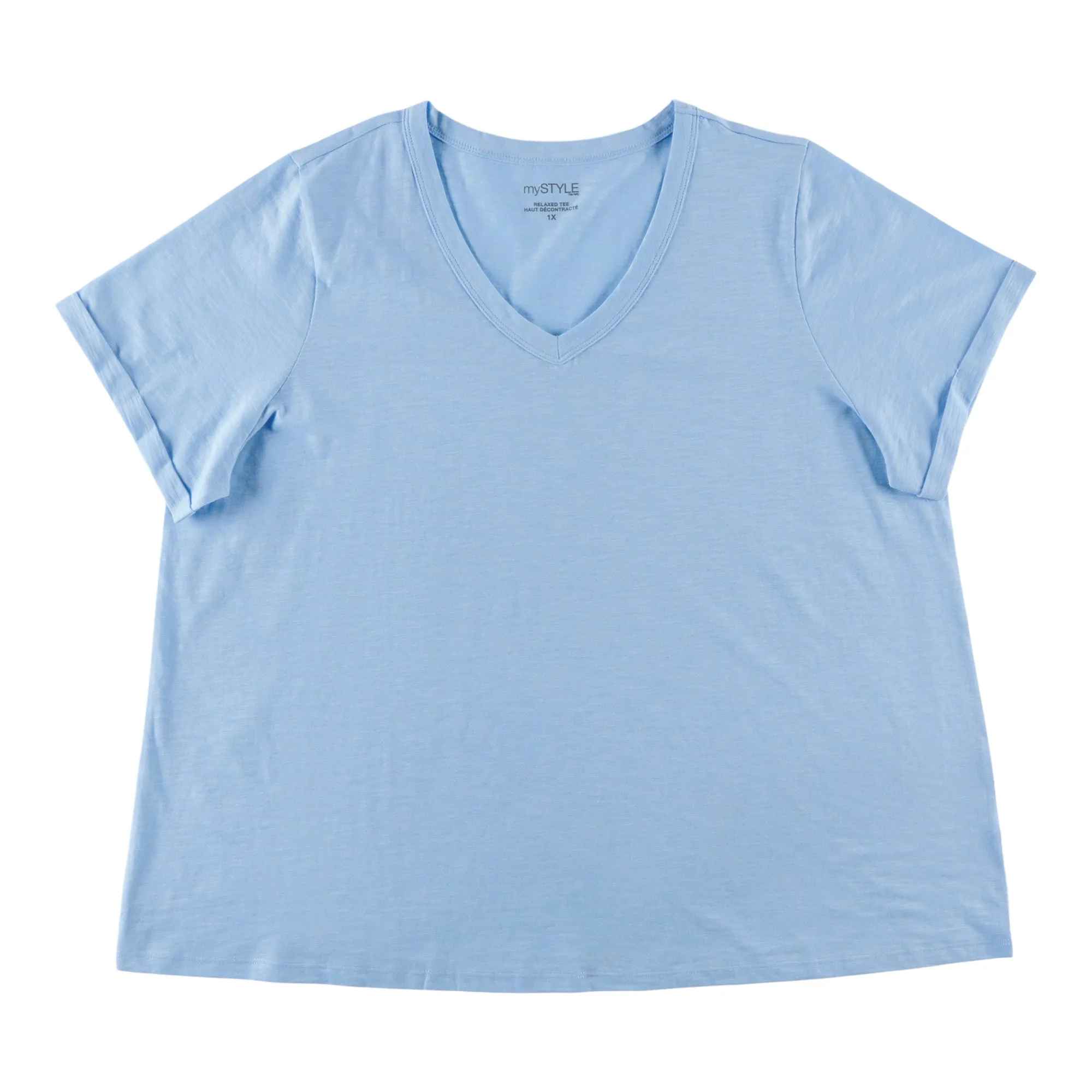mySTYLE Women's Plus V-Neck Relaxed T-Shirt sold by Giant Tiger