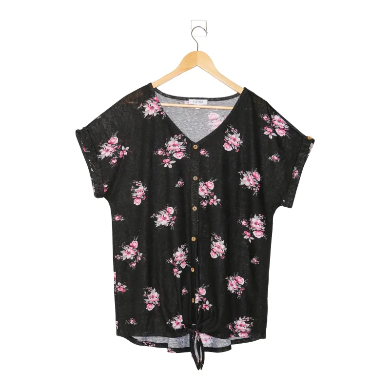 mySTYLE Women's Plus Seaside Tie Front Knit Top sold by Giant Tiger