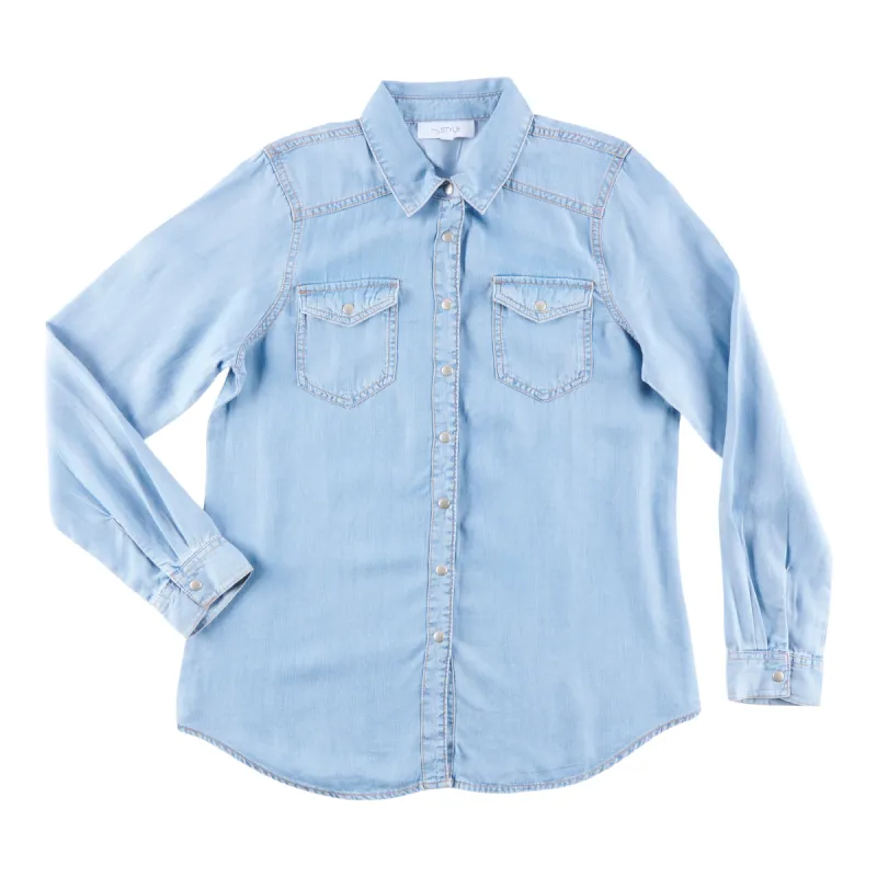 mySTYLE Women's Street Smart Long Sleeve Denim Shirt sold by Giant Tiger