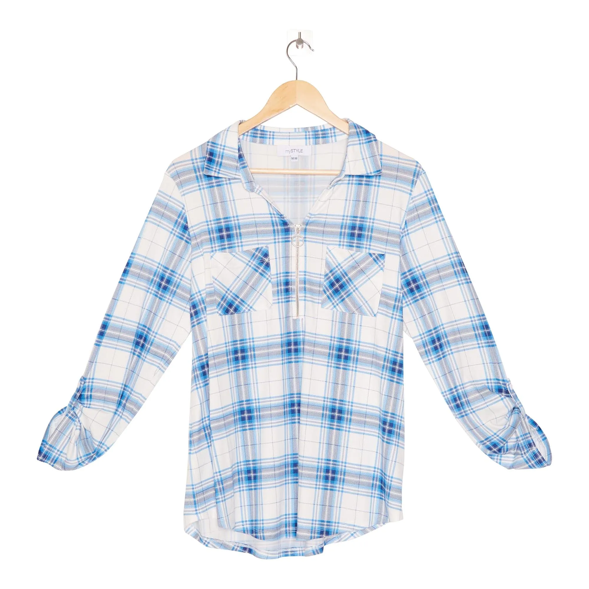mySTYLE Women's Plaid Top with Zip Detail sold by Giant Tiger product image thumbnail 5