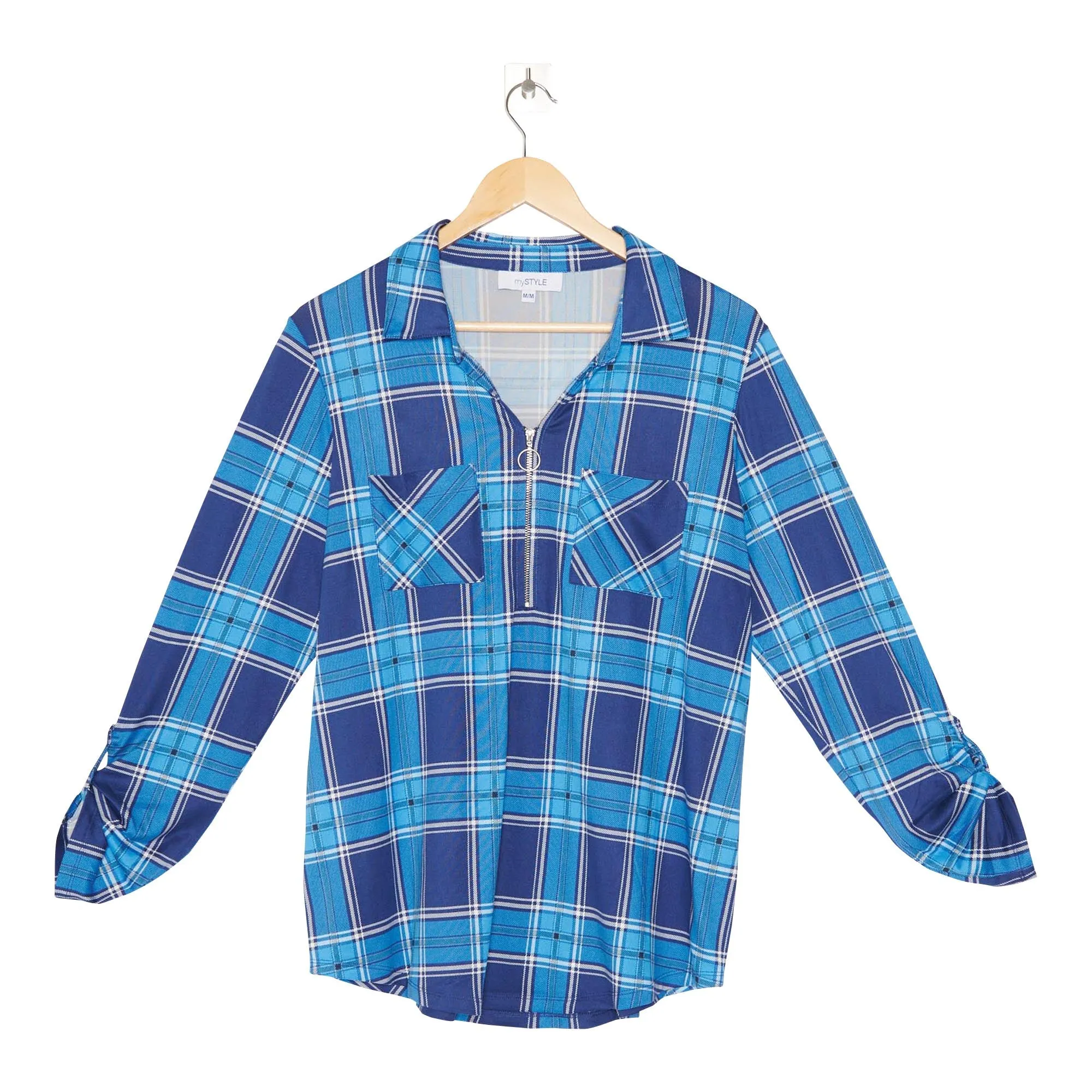 mySTYLE Women's Plaid Top with Zip Detail sold by Giant Tiger product image thumbnail 3