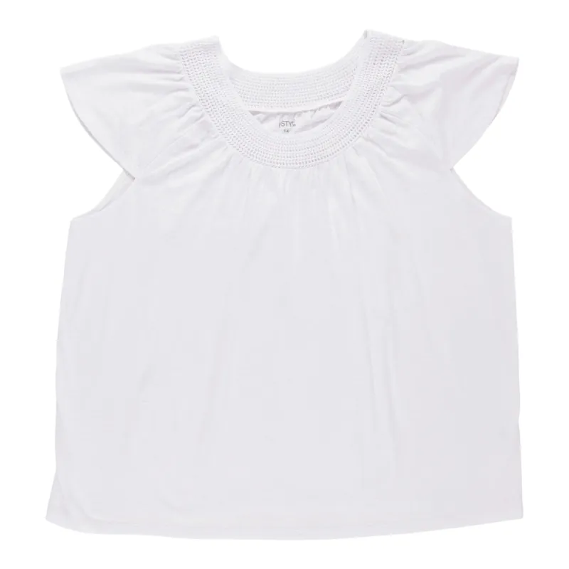 mySTYLE Women's Plus Mykonos Crochet Neck Slub Tee sold by Giant Tiger