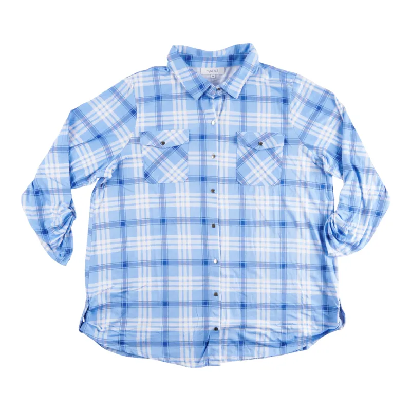 mySTYLE Women's Plus Pretty Casual Long Sleeve Plaid Shirt sold by Giant Tiger