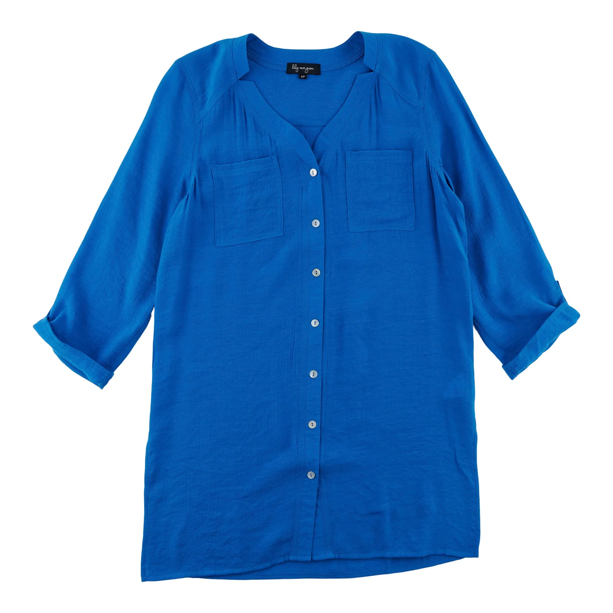 lily morgan Women's Tropical Solid Print Crinkle Blouse sold by Giant Tiger product image thumbnail 3