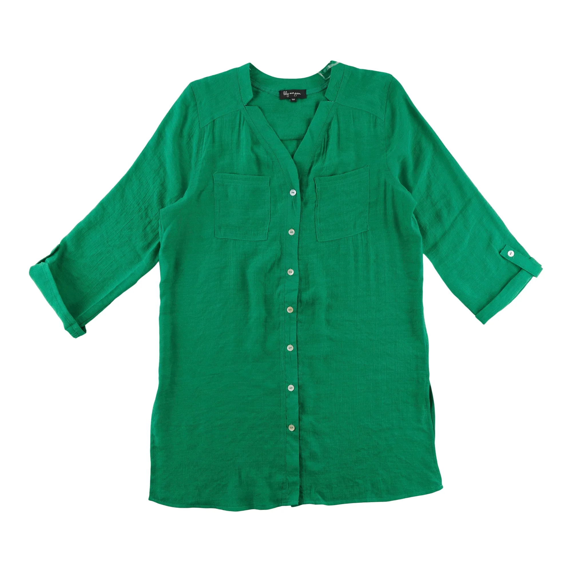 lily morgan Women's Tropical Solid Print Crinkle Blouse sold by Giant Tiger product image thumbnail 4