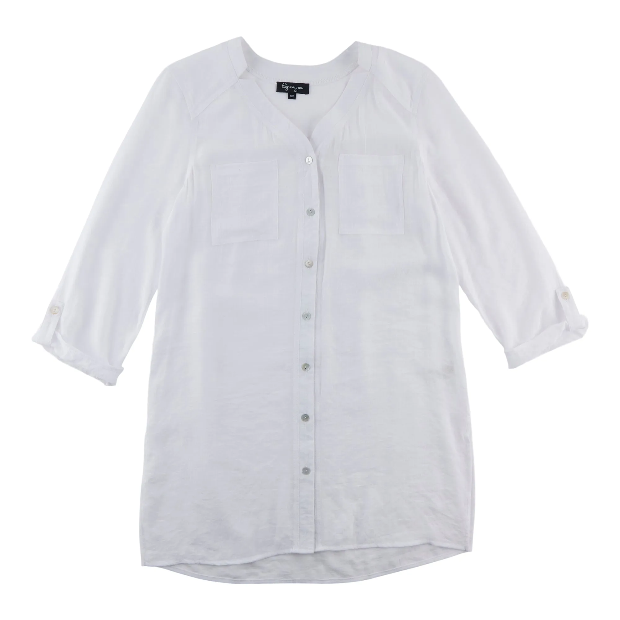 lily morgan Women's Tropical Solid Print Crinkle Blouse sold by Giant Tiger product image thumbnail 2