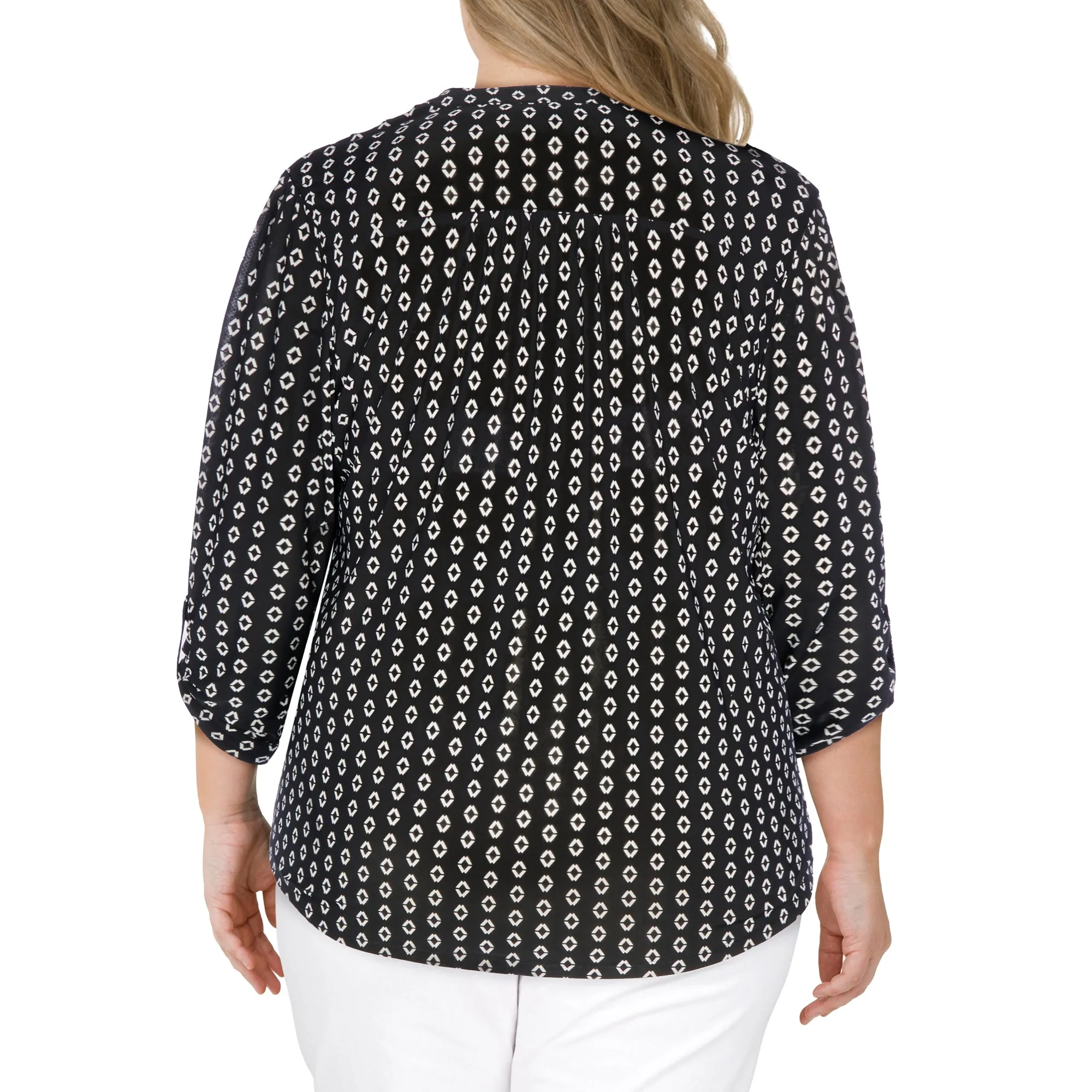 lily morgan Women's Plus Pintuck V-Neck Blouse sold by Giant Tiger product image thumbnail 4