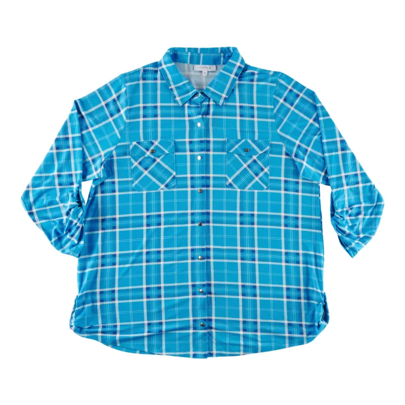 mySTYLE Women's Plus Plaid Shirt with Side Tab sold by Giant Tiger