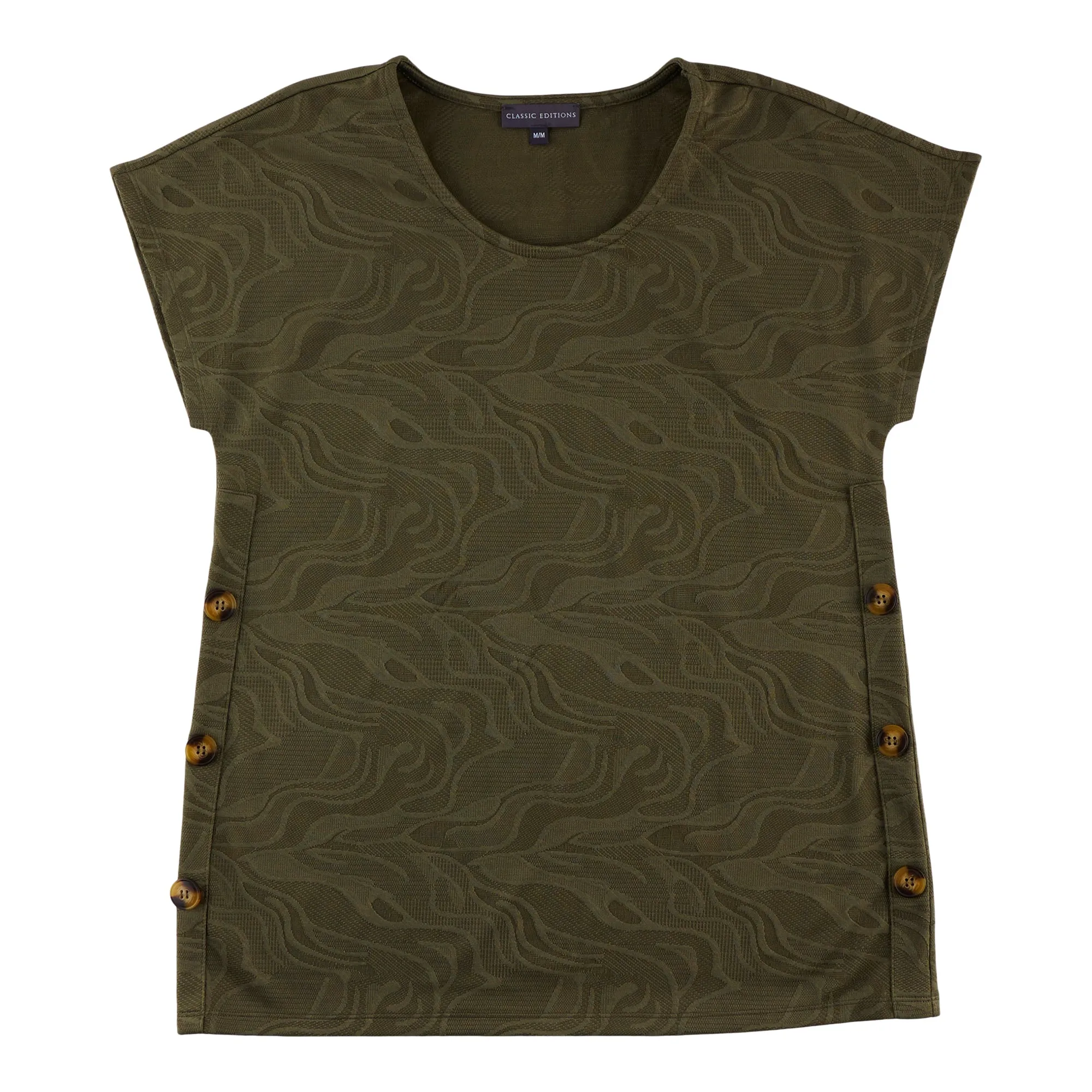 Classic Editions Women's Short Sleeve Top with Side Buttons sold by Giant Tiger