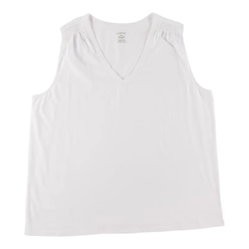 mySTYLE Women's Plus Summer Sizzle Shirring Detail Tank Top sold by Giant Tiger