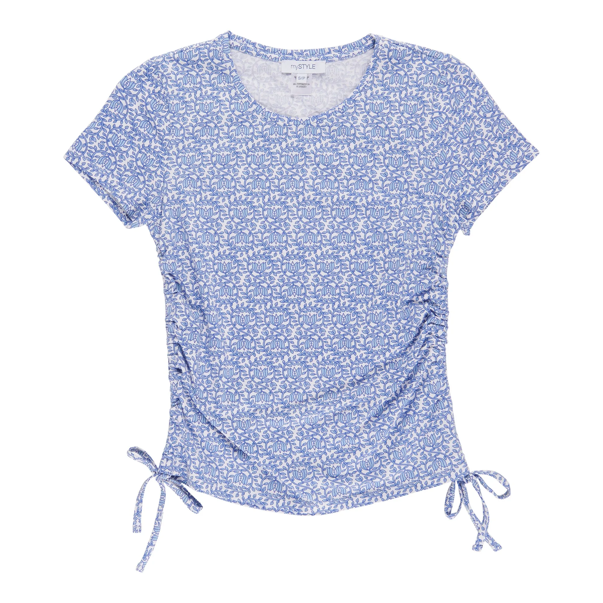 mySTYLE Women's Mykonos Printed Side Ruched Tee sold by Giant Tiger