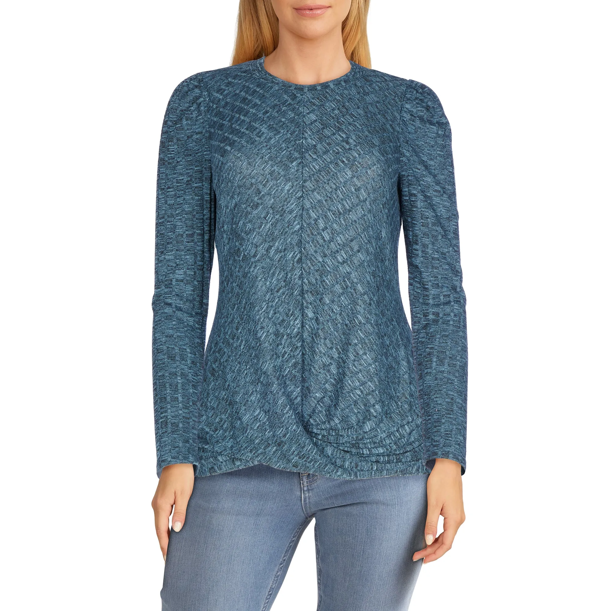 lily morgan Women's Tie-Front Round Neck Blouse sold by Giant Tiger product image thumbnail 3