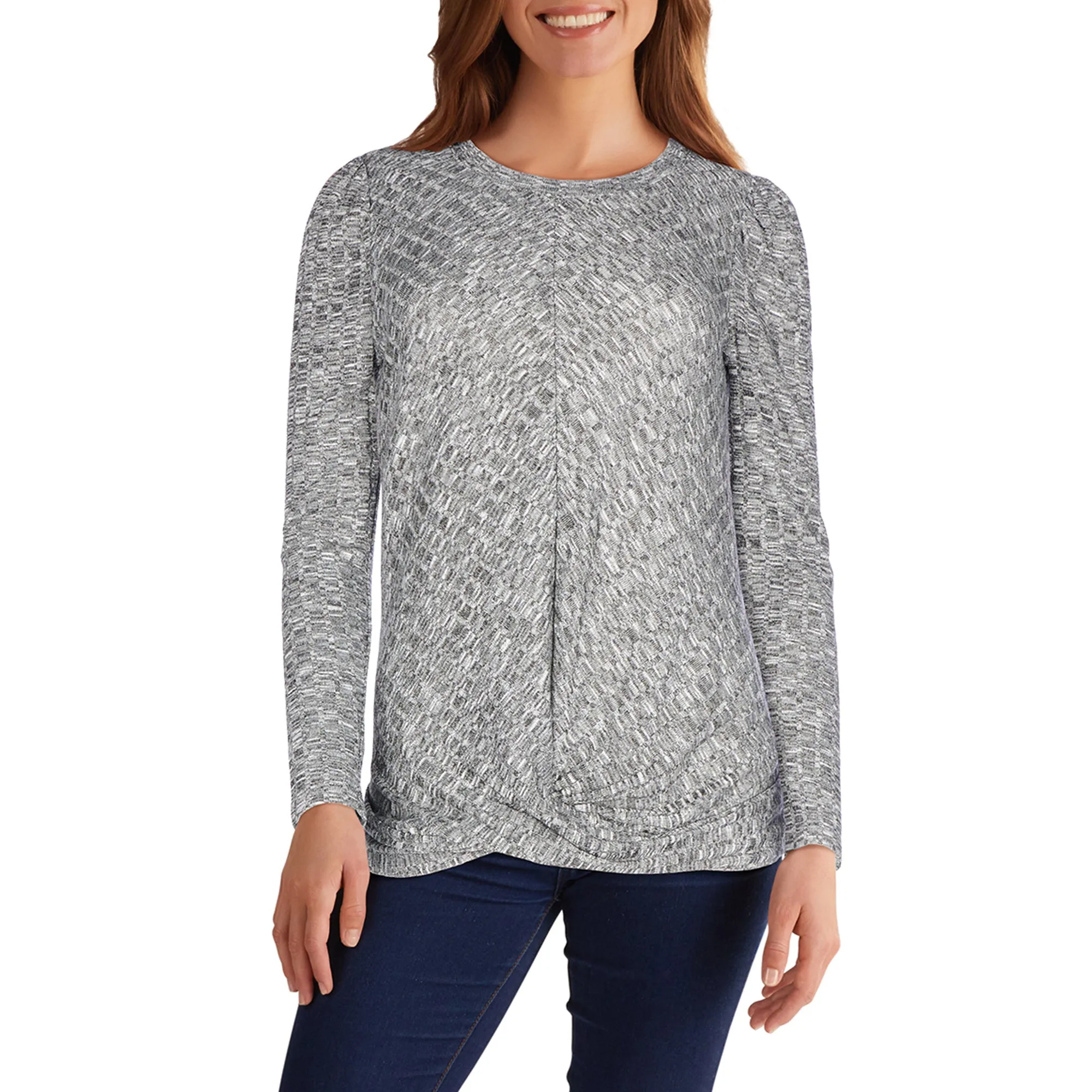 lily morgan Women's Tie-Front Round Neck Blouse sold by Giant Tiger