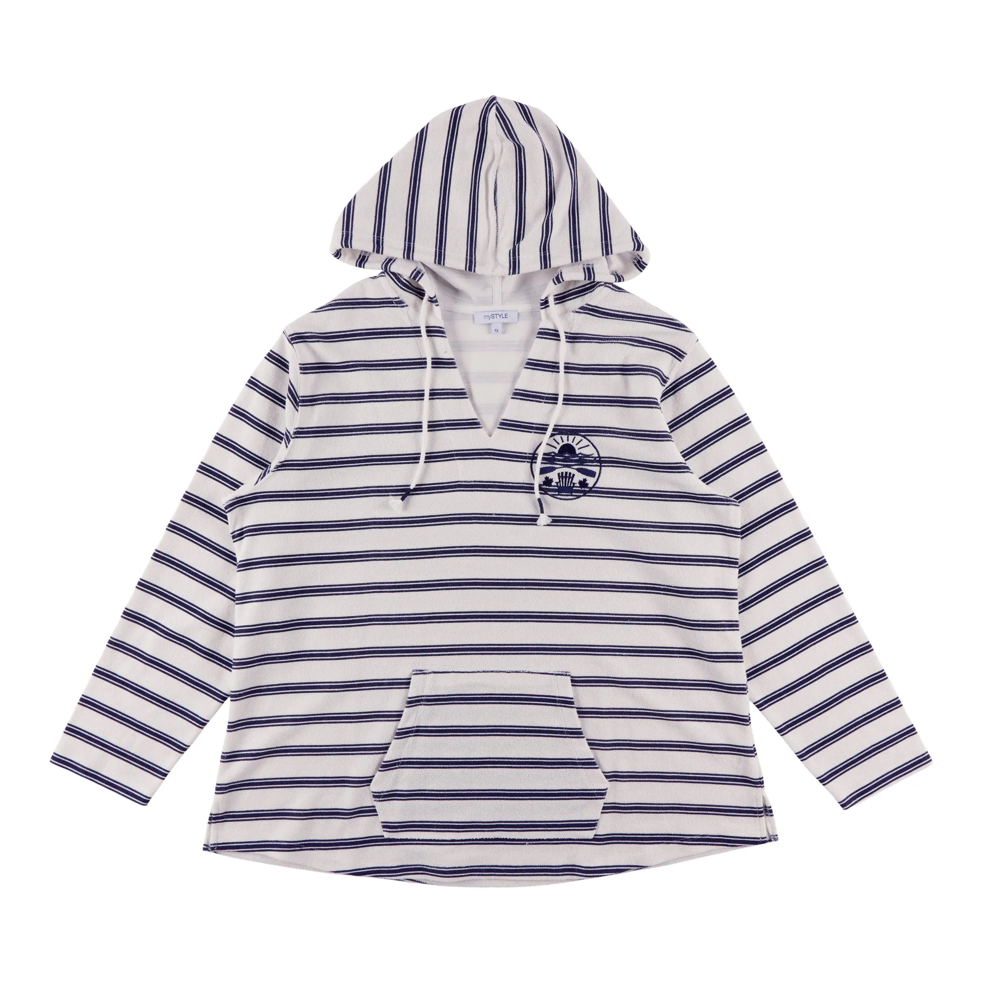 mySTYLE Women's Plus Drawstring Striped Hoodie sold by Giant Tiger product image thumbnail 2