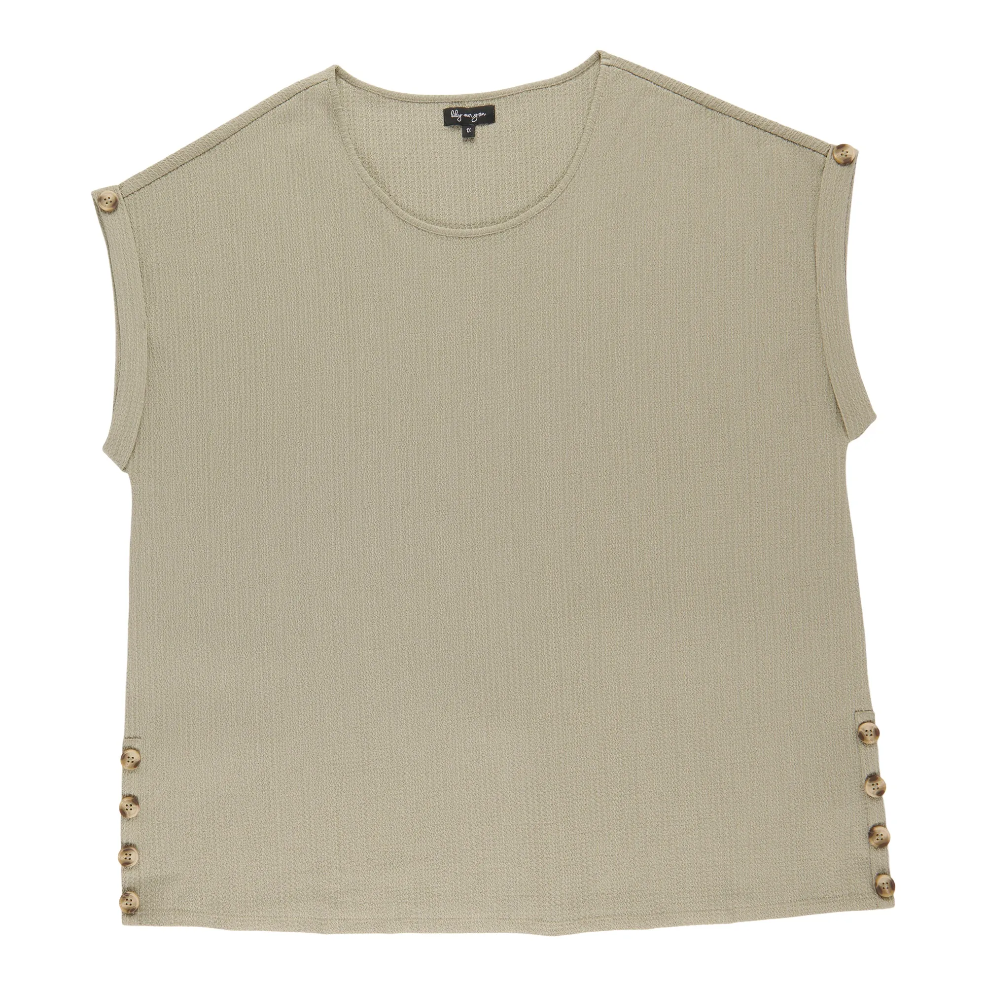 lily morgan Women's Plus Button Detail Solid Blouse sold by Giant Tiger product image thumbnail 3