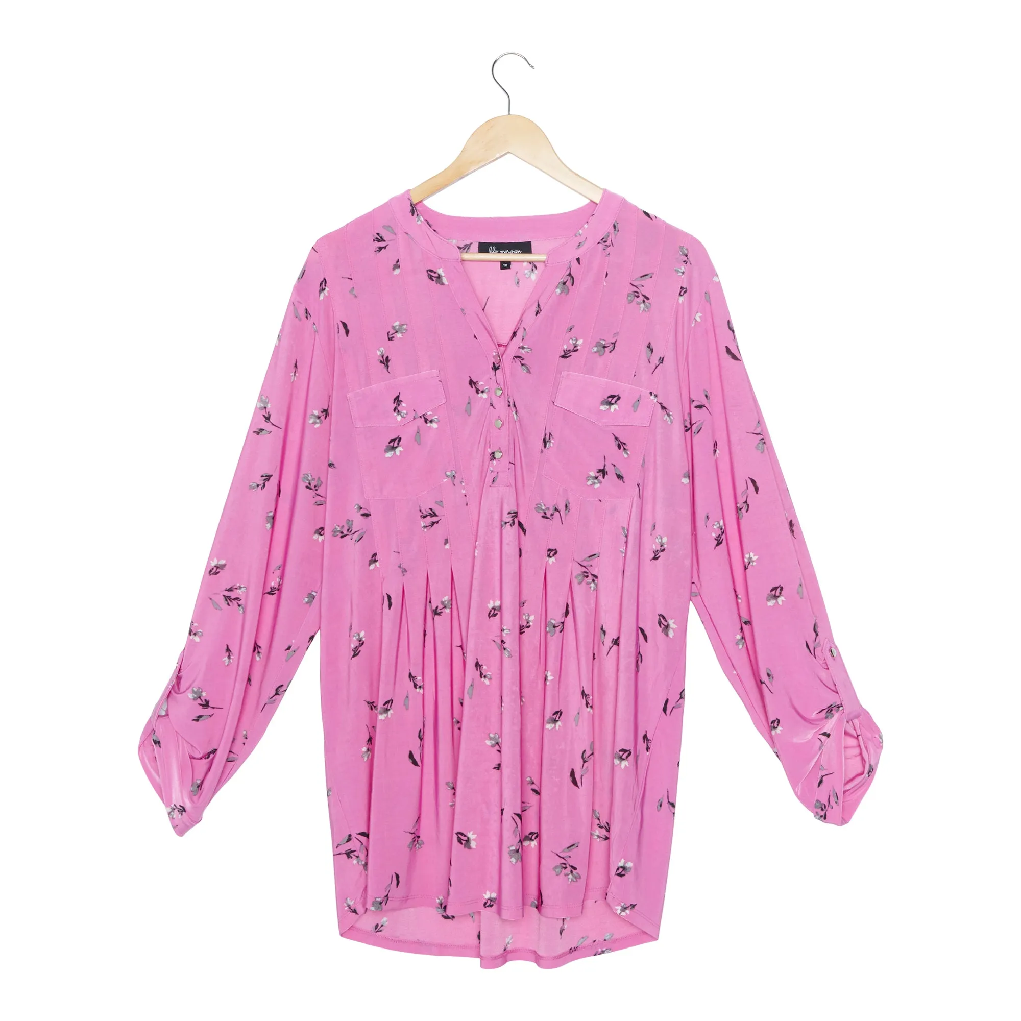 lily morgan Women's Plus Spring Flair Printed Pintuck Top sold by Giant Tiger product image thumbnail 4