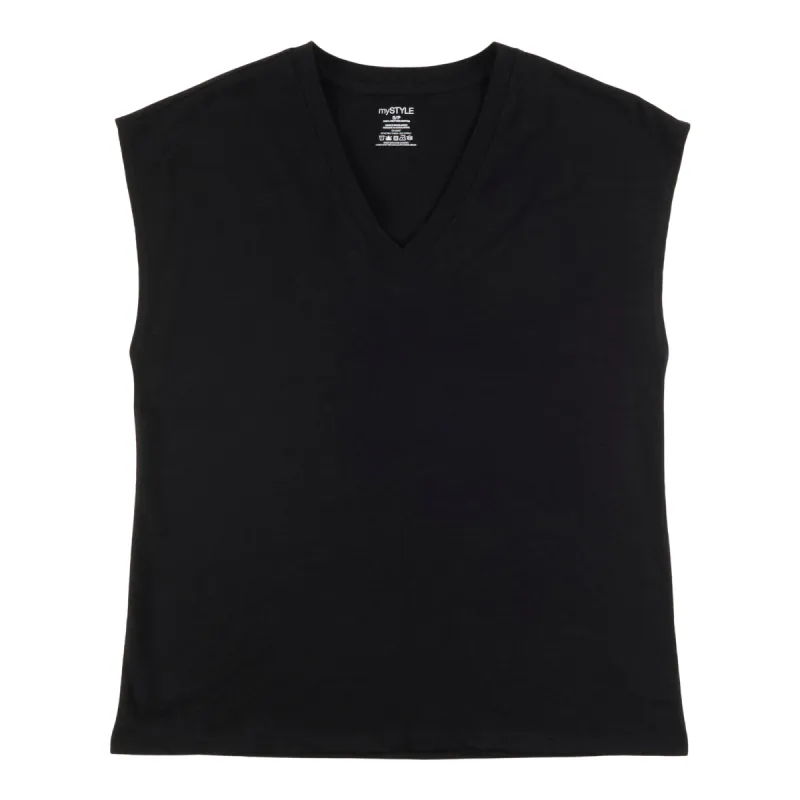mySTYLE Women's Solid Festival V-Neck Mid Sleeve T-Shirt sold by Giant Tiger