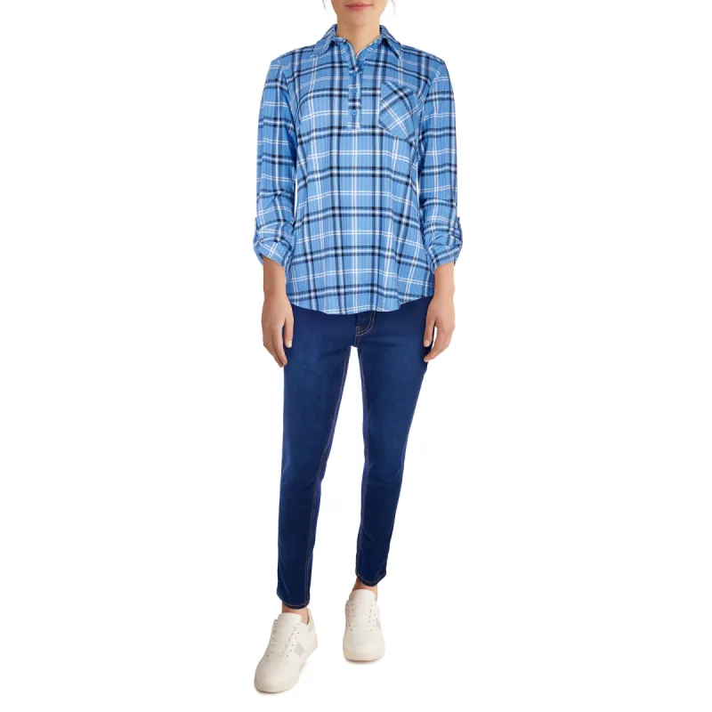 mySTYLE Women's Street Smart Plaid Henley Top sold by Giant Tiger