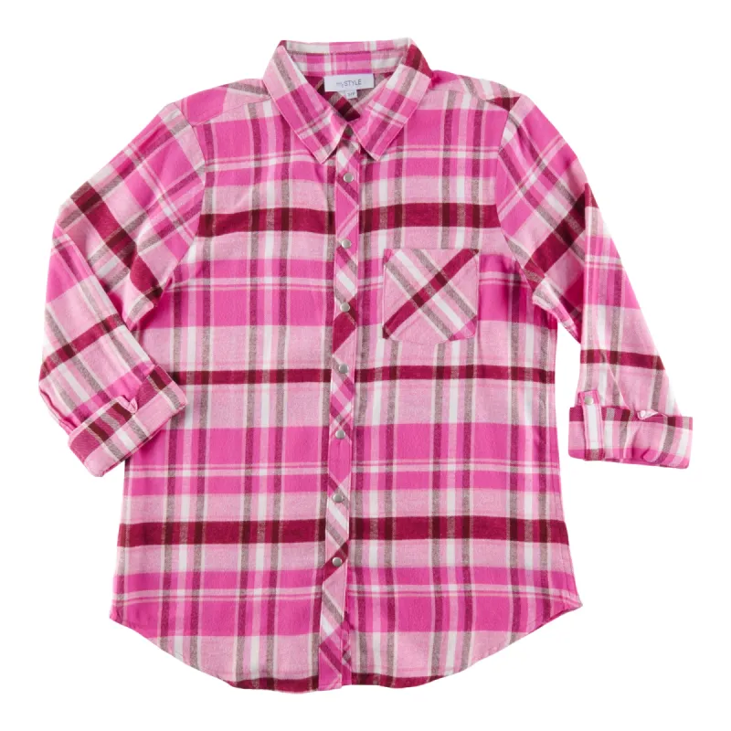 mySTYLE Women's New Wave Flannel Front Snap Shirt sold by Giant Tiger