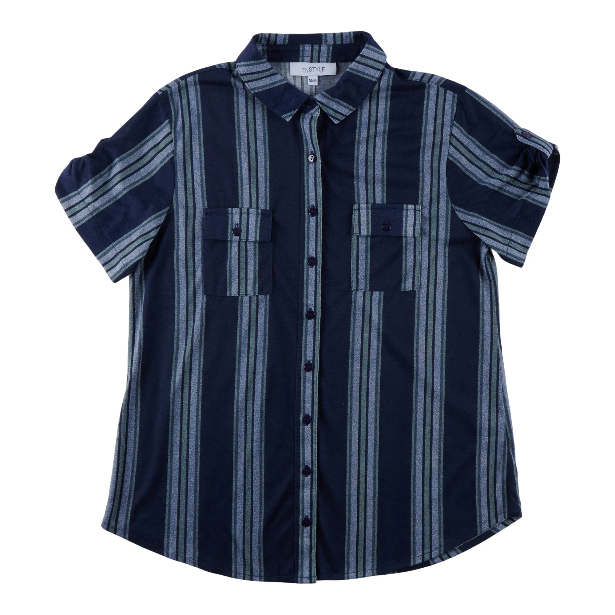 mySTYLE Women's Collared Cap Sleeve Button-Up Shirt sold by Giant Tiger