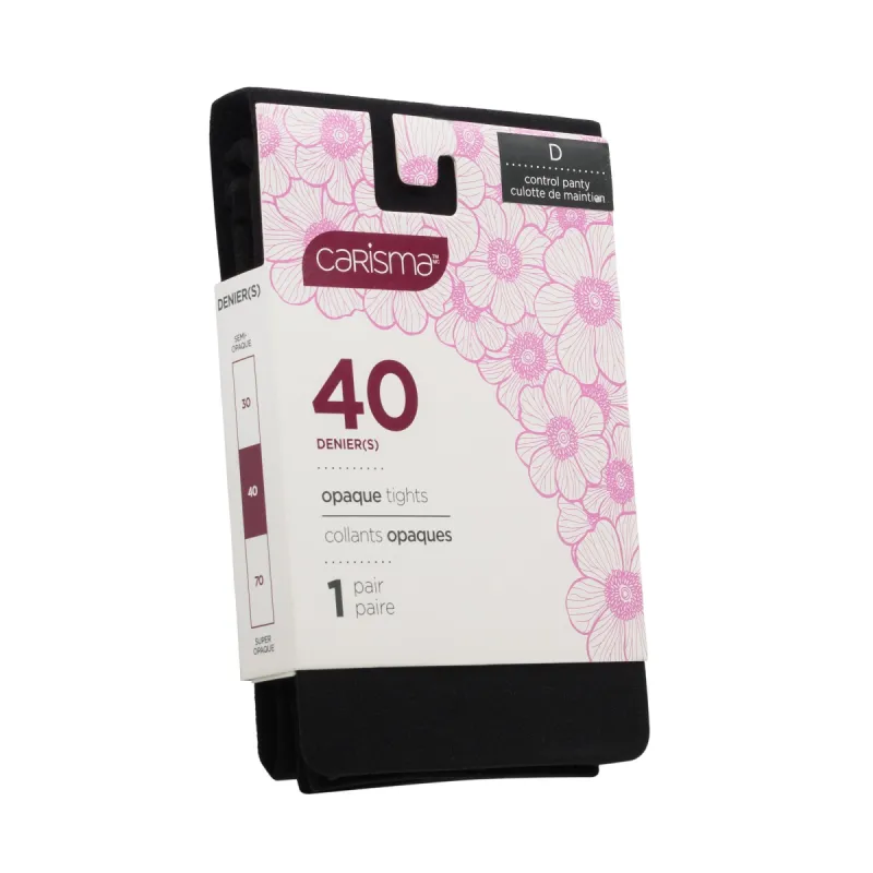 Carisma Women's 40 Denier Opaque Tights, Black sold by Giant Tiger