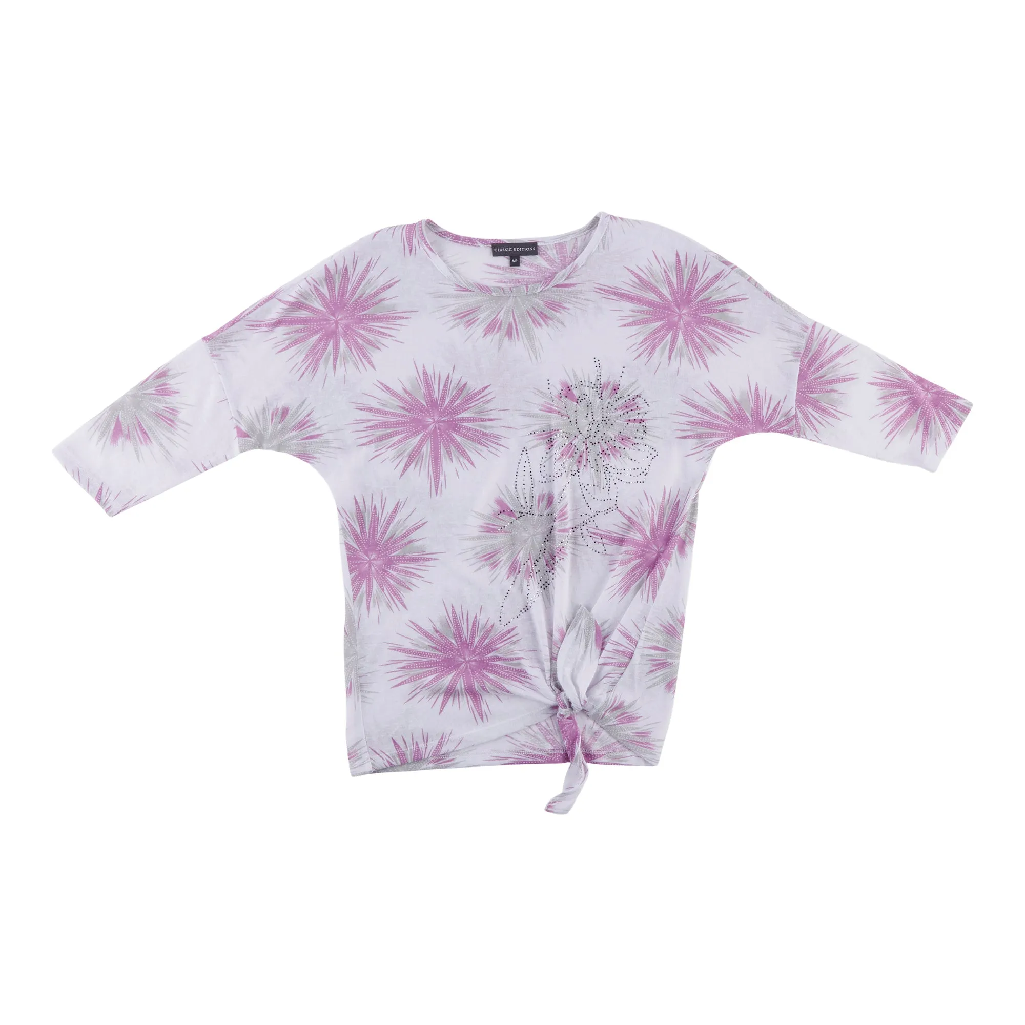 Classic Editions Women's 3/4 Sleeve Rhinestone Tie-Front Blouse sold by Giant Tiger product image thumbnail 2