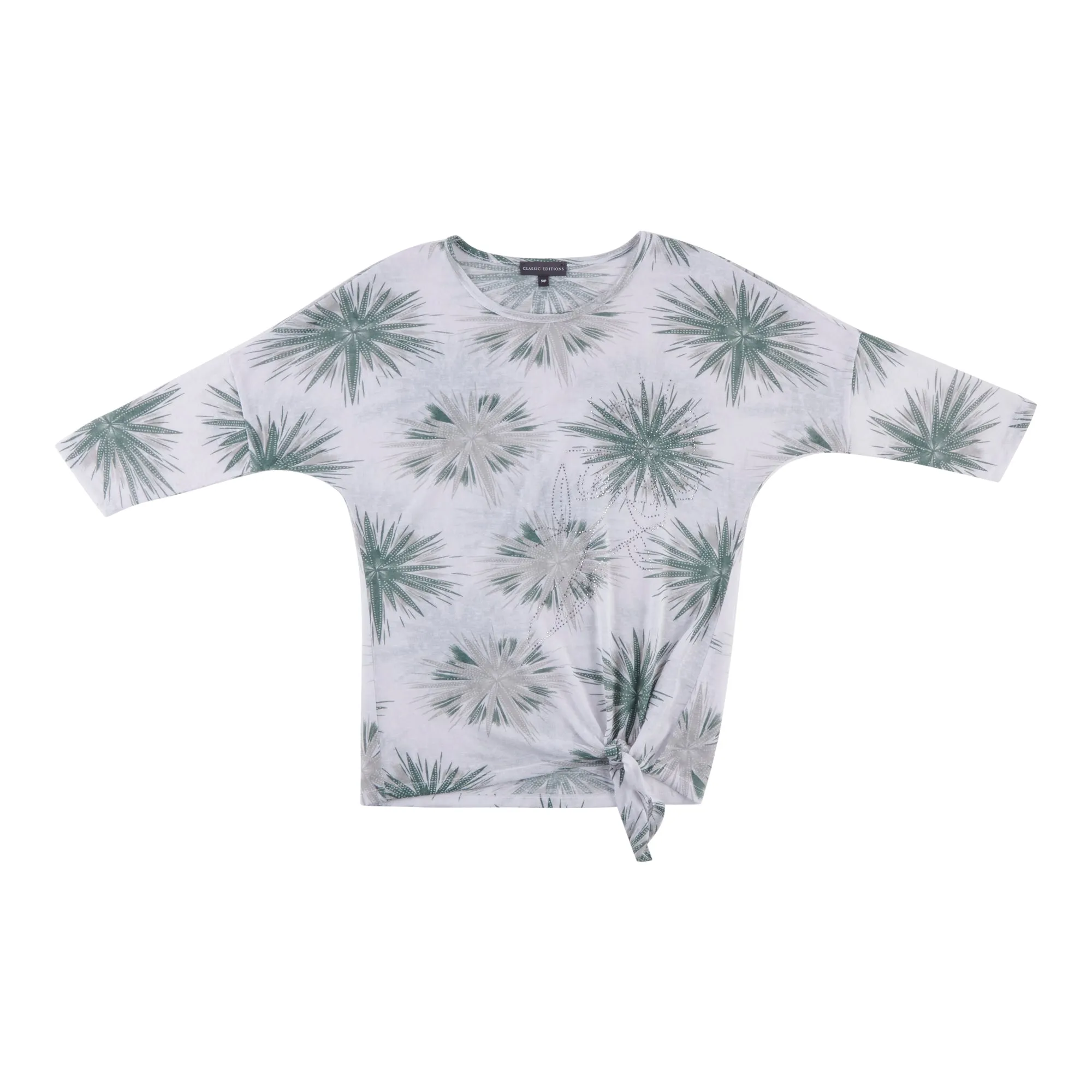 Classic Editions Women's 3/4 Sleeve Rhinestone Tie-Front Blouse sold by Giant Tiger product image thumbnail 3