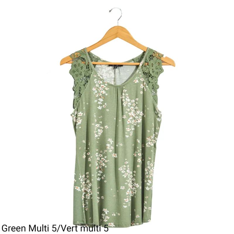 lily morgan Women's Printed Lace Shoulder Top - S-XL sold by Giant Tiger