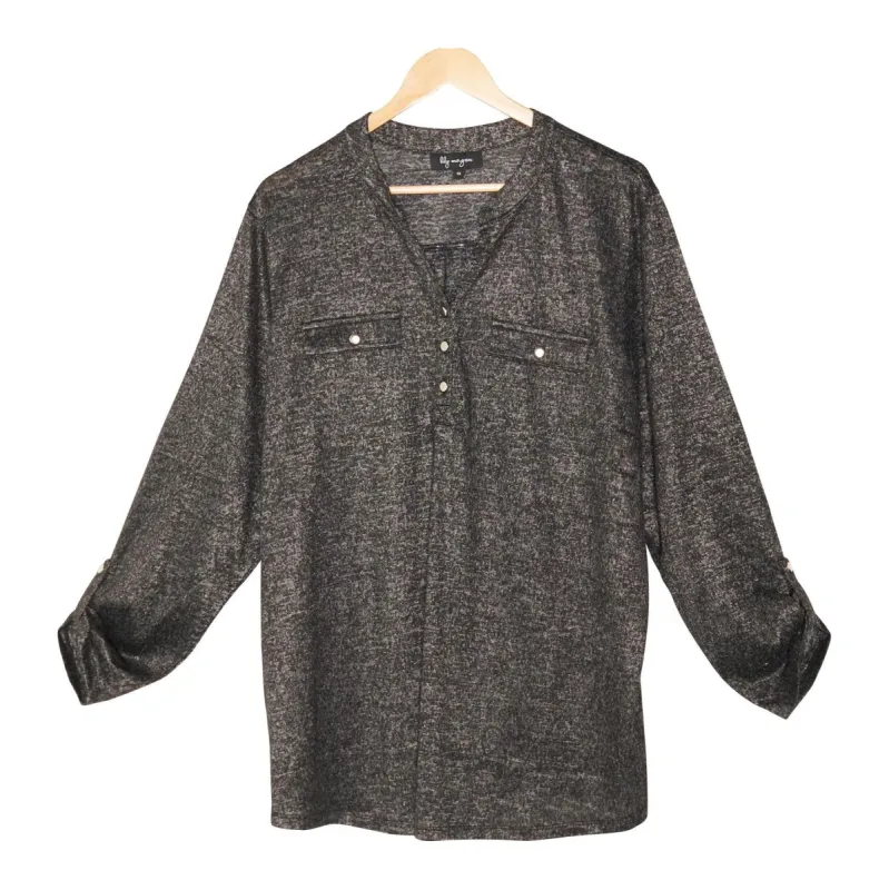 lily morgan Women's Plus Sweater Knit Button-Up Top with Pockets sold by Giant Tiger