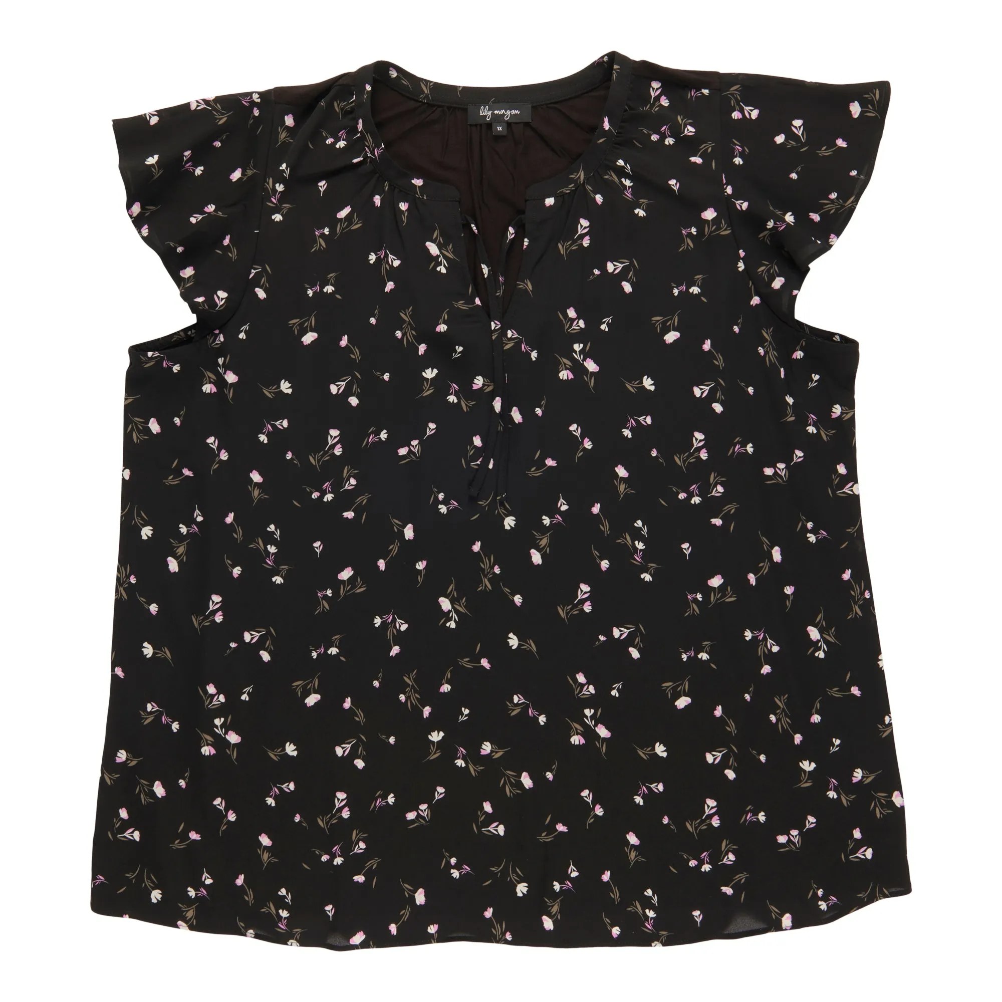 lily morgan Women's Plus V-Neck Tie-Front Blouse sold by Giant Tiger