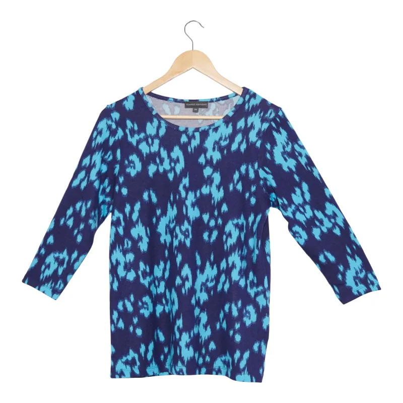 Classic Editions Women's Spring View 3/4 Sleeve Print Top, Blue Floral sold by Giant Tiger