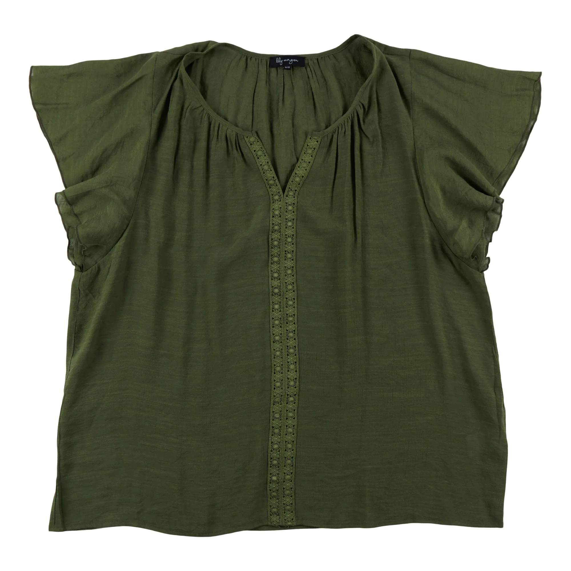 lily morgan Women's Plus Exotic Short Sleeve Solid Crochet Blouse sold by Giant Tiger