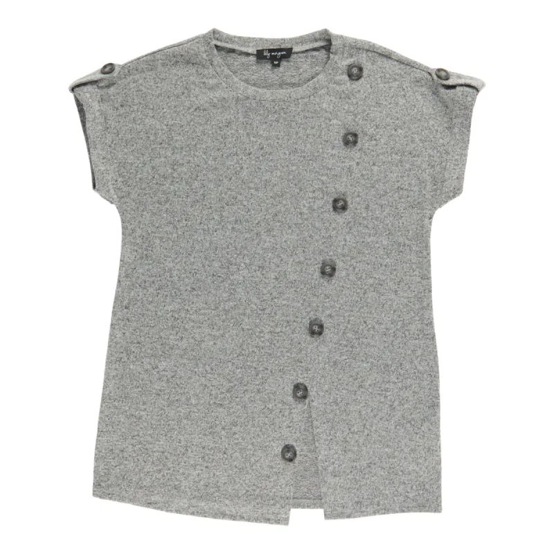 lily morgan Women's Crew Neck Button Trim Blouse sold by Giant Tiger