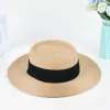 Boater flat top hat w/black band sold by Giant Tiger