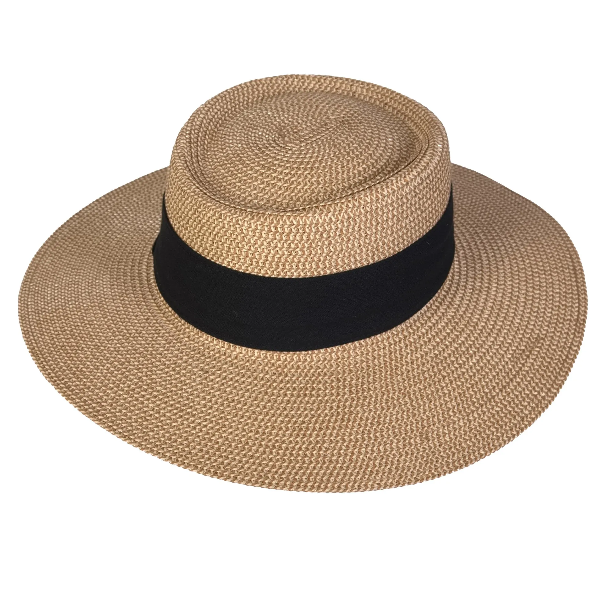 Boater flat top hat w/black band sold by Giant Tiger