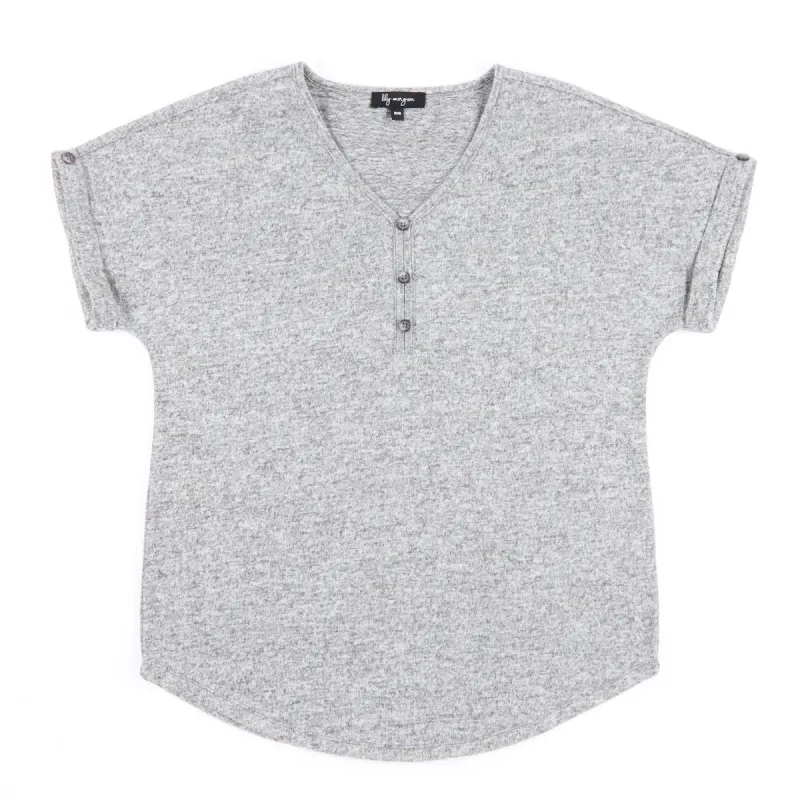 lily morgan Women's Ribbed Snit Top With Buttons sold by Giant Tiger