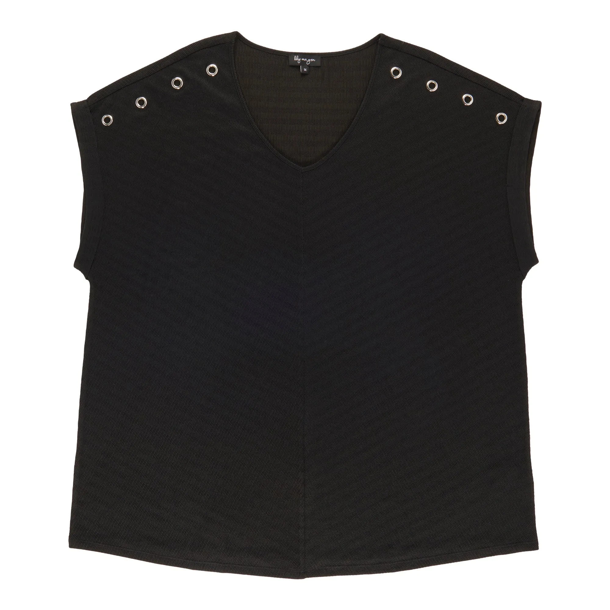 lily morgan Women's Plus V-Neck Grommet Detail Blouse sold by Giant Tiger