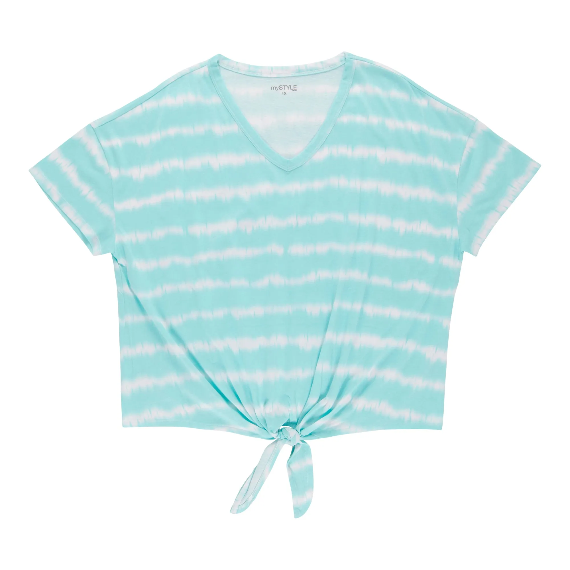 lily morgan Women's Plus Stripe Tie Front T-Shirt sold by Giant Tiger product image thumbnail 2